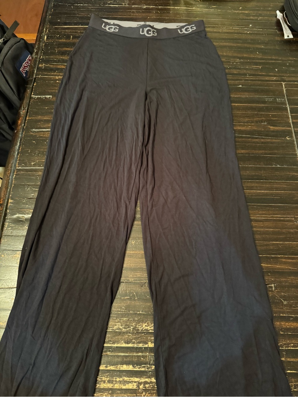 UGG Black Wide-Leg Lounge Pants with Logo Waistband